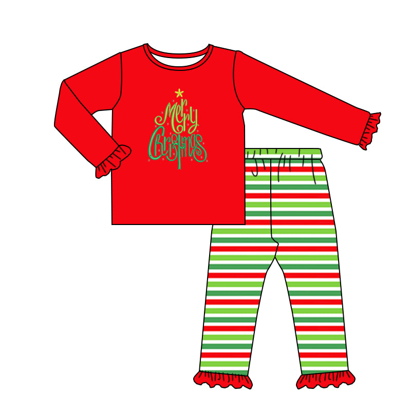 GLP1282 Red Christmas Girls Long Sleeve Wholesale Boutique Kid Clothing