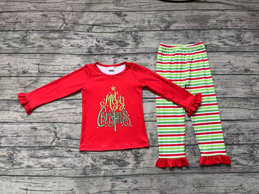 GLP1282 Red Christmas Winter Long Sleeve Wholesale Boutique Kid Outfit Clothing Sets