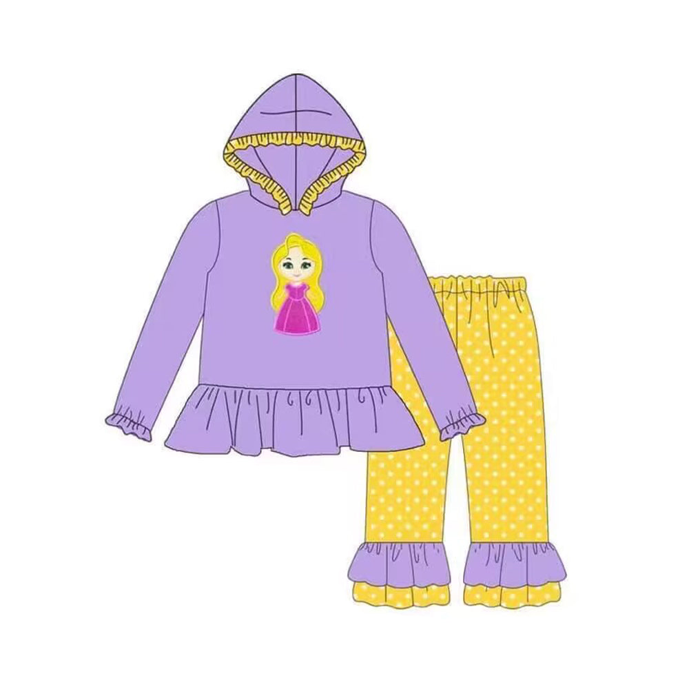 GLP1287 Purple Hoodie Girls Long Sleeve Wholesale Boutique Kid Clothing