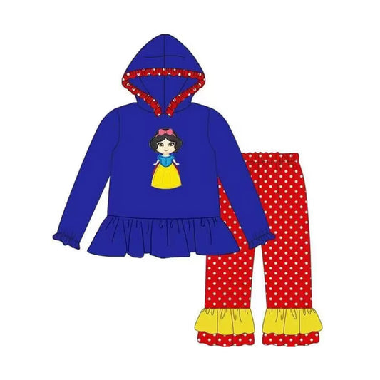 GLP1293 Dark Blue Princess Hoodie Girls Long Sleeve Wholesale Boutique Kid Clothing