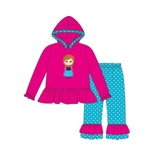 GLP1294 Dark Pink Princess Hoodie Girls Long Sleeve Wholesale Boutique Kid Clothing