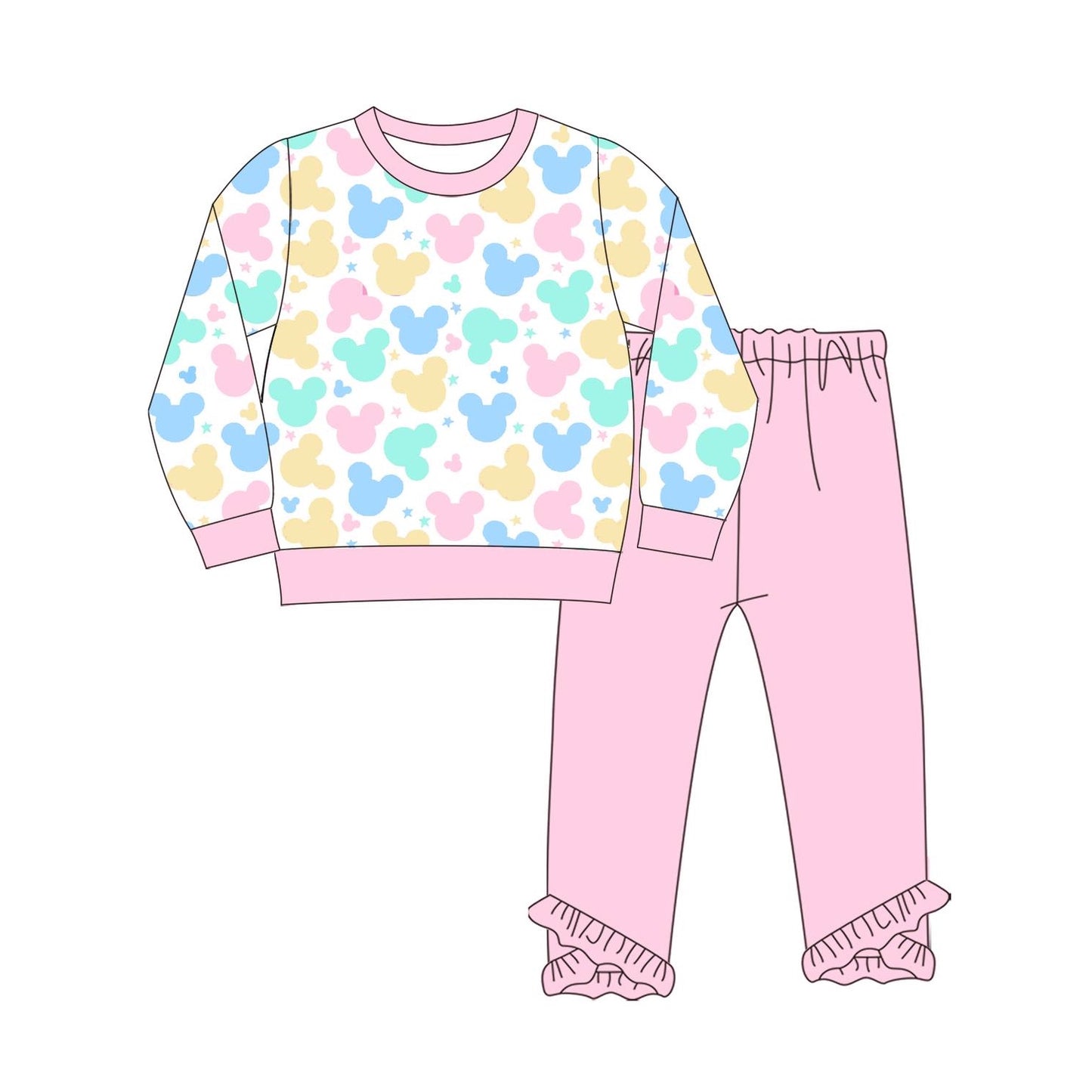 GLP1296 Pink Girl Long Sleeve Wholesale Boutique Kid Outfits