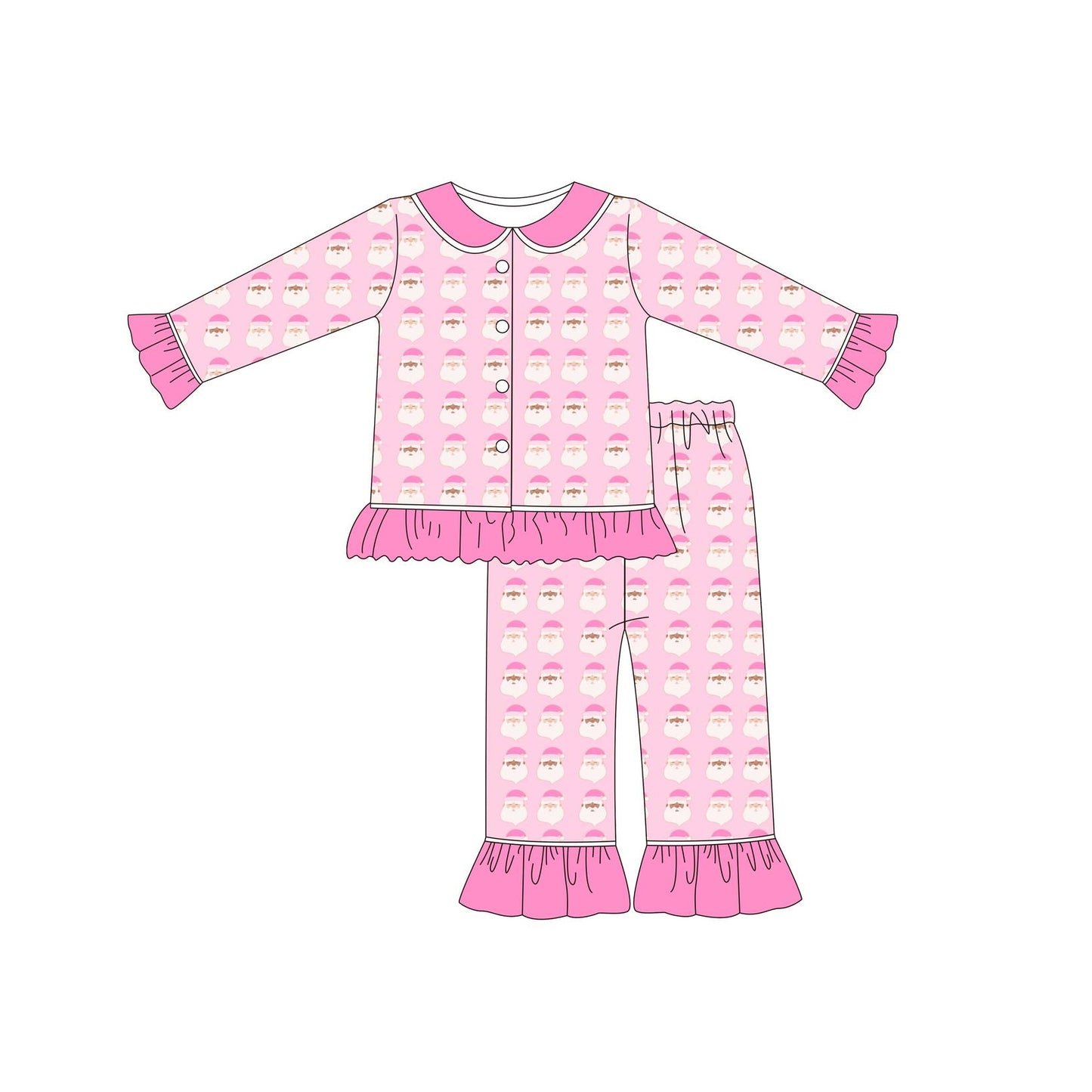 GLP1303 Pink Christmas Cute Girl Long Sleeve Wholesale Boutique Kid Outfits