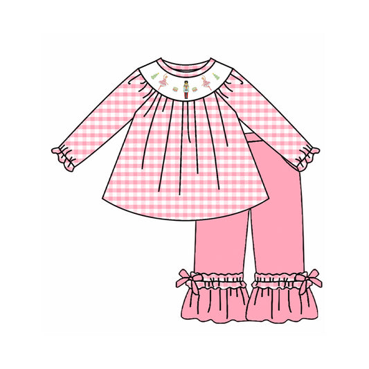 GLP1306 Pink Christmas Design Cute Girl Long Sleeve Wholesale Boutique Kid Outfits