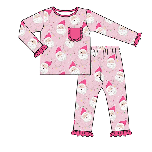 GLP1315 Pink Santa Girls Long Sleeve Wholesale Boutique Kid Outfit