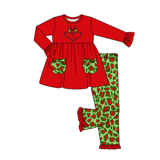 GLP1322 Red Christmas Long Sleeve Wholesale Boutique Kid Outfit