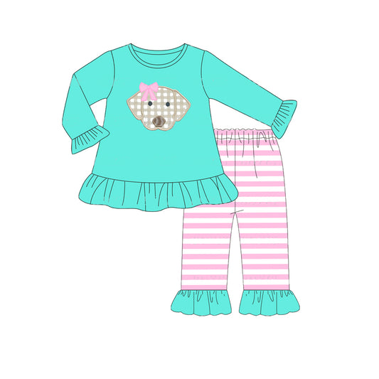 GLP1323 Blue Dog Girls Long Sleeve Wholesale Boutique Kid Outfit