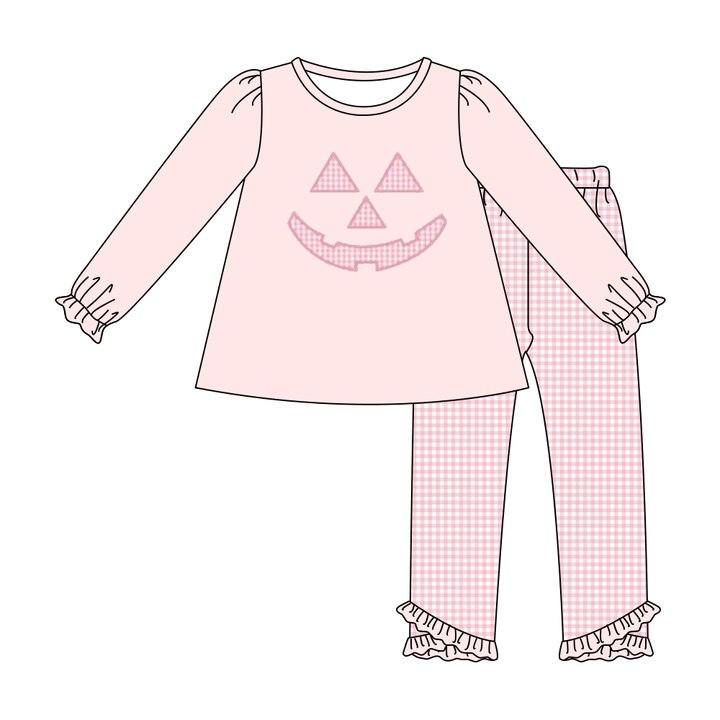 GLP1342 Pink Cute Children Long Sleeve Wholesale Boutique Kid Outfit