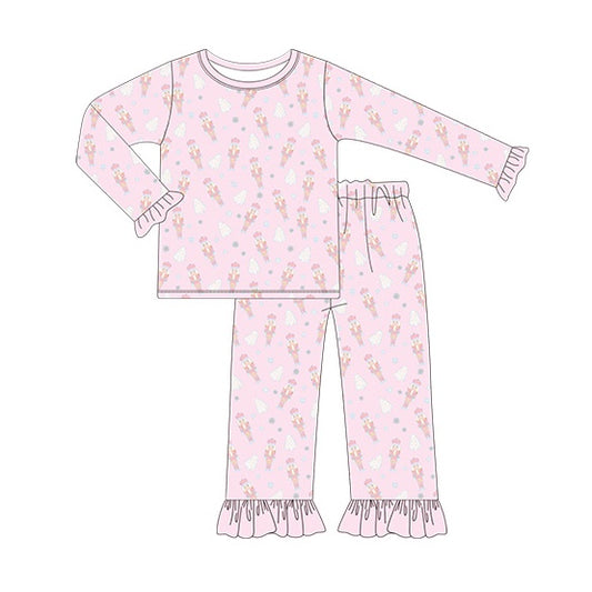 GLP1347 Pink Girls Cute Children Long Sleeve Wholesale Boutique Kid Outfit