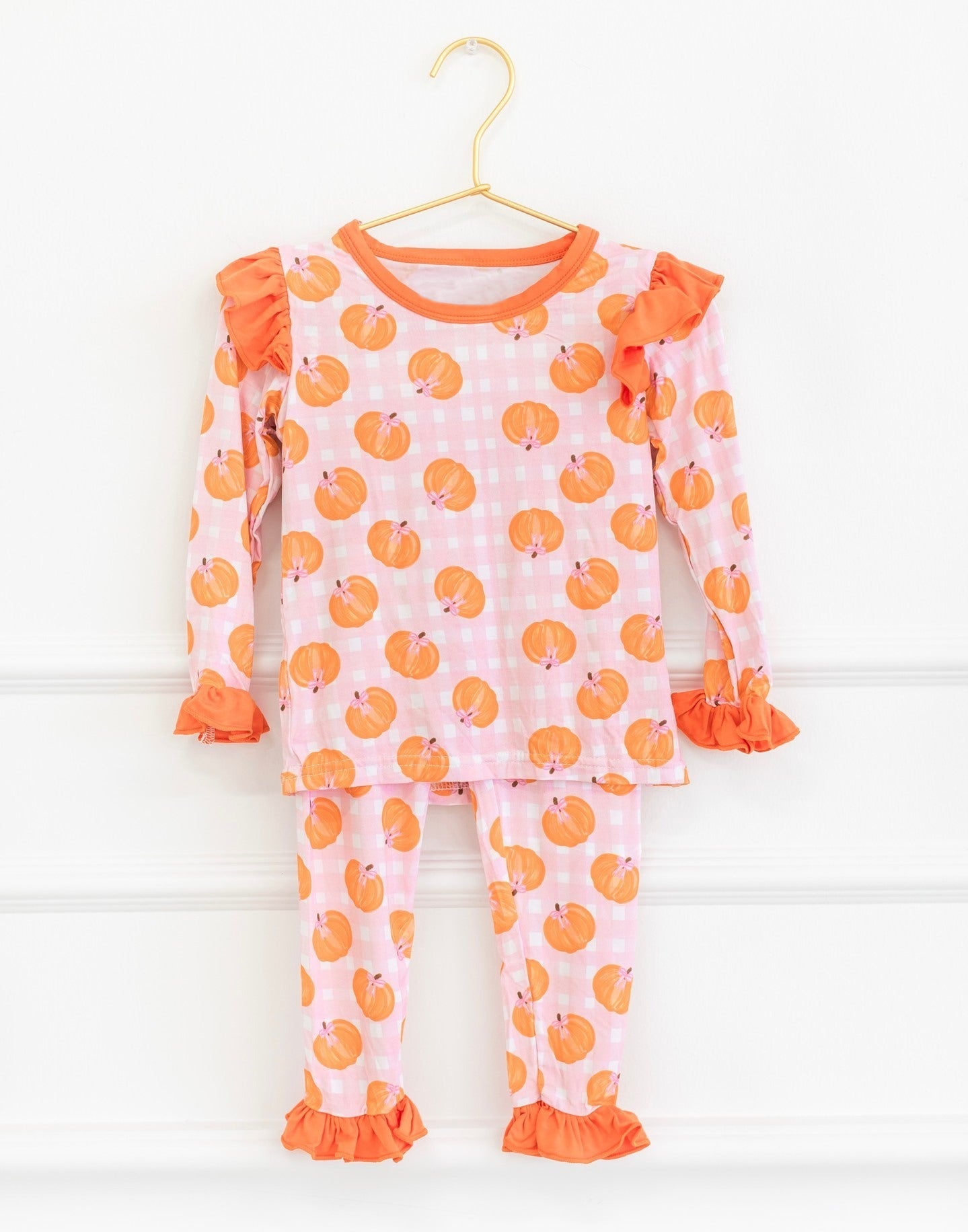 GLP1362 Pumpkin Children Long Sleeve Wholesale Boutique Kid Outfit