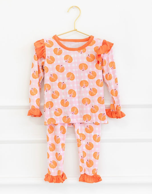 GLP1362 Pumpkin Children Long Sleeve Wholesale Boutique Kid Outfit