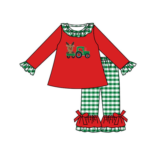 GLP1404 Red Girls Children Long Sleeve Wholesale Boutique Kid Outfit