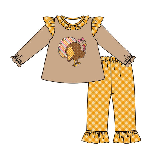 GLP1410 Turkey Girls Children Long Sleeve Wholesale Boutique Kid Outfit