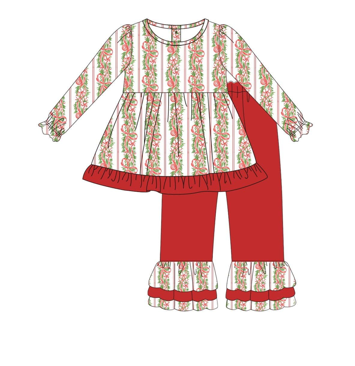 GLP1437 Red Girls Long Sleeve Wholesale Boutique Kid Outfit Clothing Sets