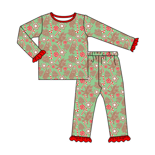 GLP1440 Red Santa Ruffle Girls Long Sleeve Wholesale Boutique Kid Outfit Clothing Sets