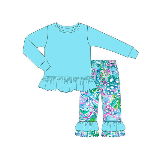 GLP1458 Light Blue Winter Long Sleeve Wholesale Boutique Kid Outfit Clothing Sets