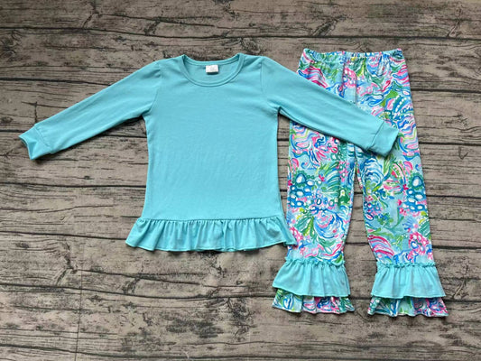 GLP1458 Blue Long Sleeve Wholesale Boutique Kid Outfit Clothing Sets