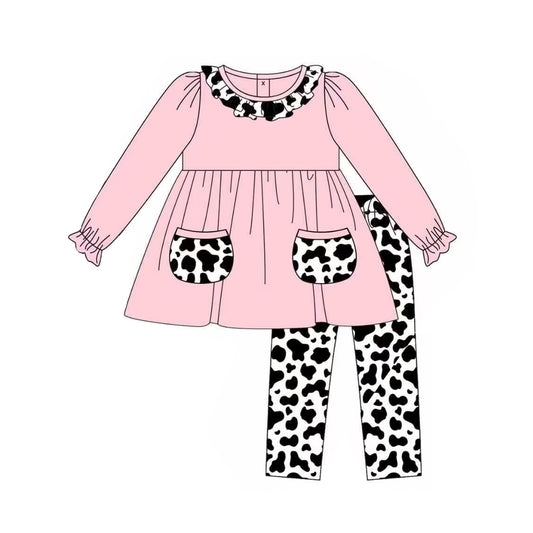 GLP1463 Cow Girls Winter Long Sleeve Wholesale Boutique Kid Outfit Clothing Sets