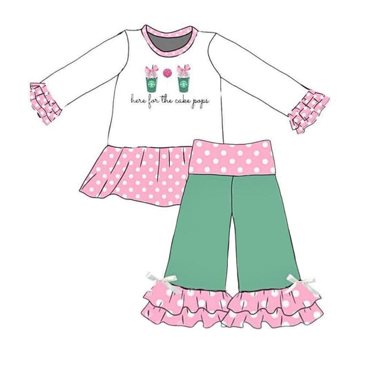 GLP1465 Green Pink Girls Winter Long Sleeve Wholesale Boutique Kid Outfit Clothing Sets
