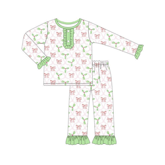GLP1487 Green Girls Winter Long Sleeve Wholesale Boutique Kid Outfit Clothing Sets
