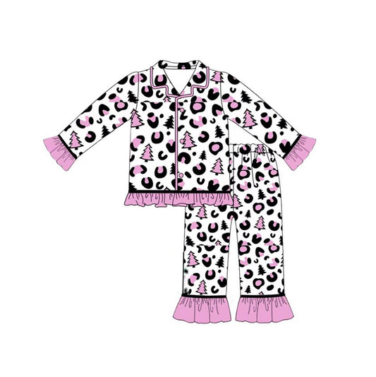 GLP1513 Leopard Girls Winter Long Sleeve Wholesale Boutique Kid Outfit Clothing Sets