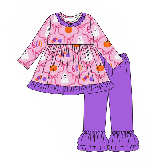 GLP1533 Purple Girls Long Sleeve Wholesale Boutique Kid Outfit Clothing Sets