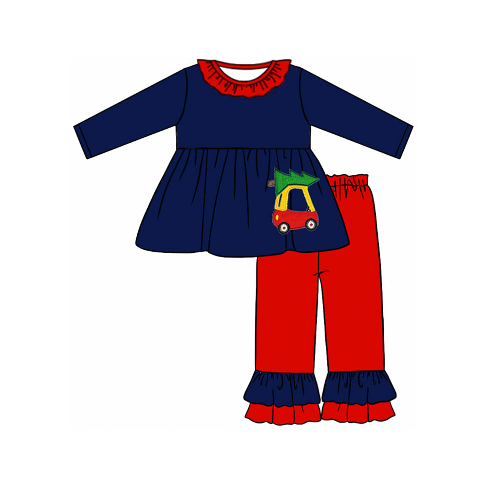 GLP1541 Navy Blue Girls Long Sleeve Wholesale Boutique Kid Outfit Clothing Sets