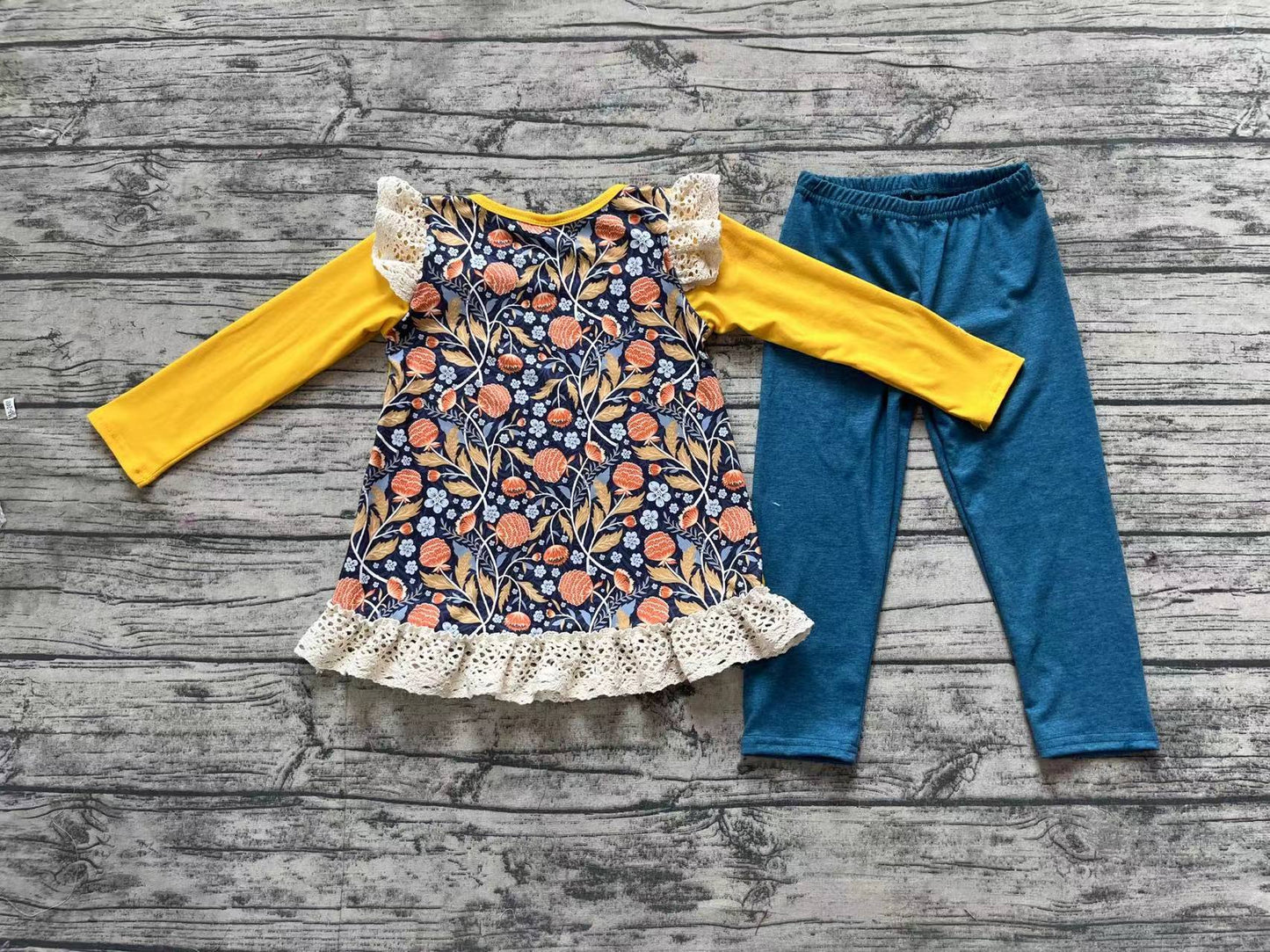 GLP1542 Floral Winter Fall Long Sleeve Wholesale Boutique Kid Outfit