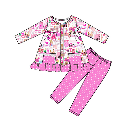 GLP1587 Pink Girls Cute Long Sleeve Wholesale Boutique Kid Outfit Clothing Sets