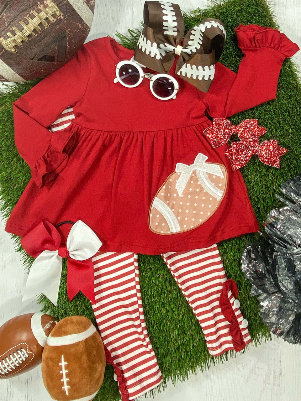 GLP1589 Red Girls Cute Long Sleeve Wholesale Boutique Kid Outfit Clothing Sets