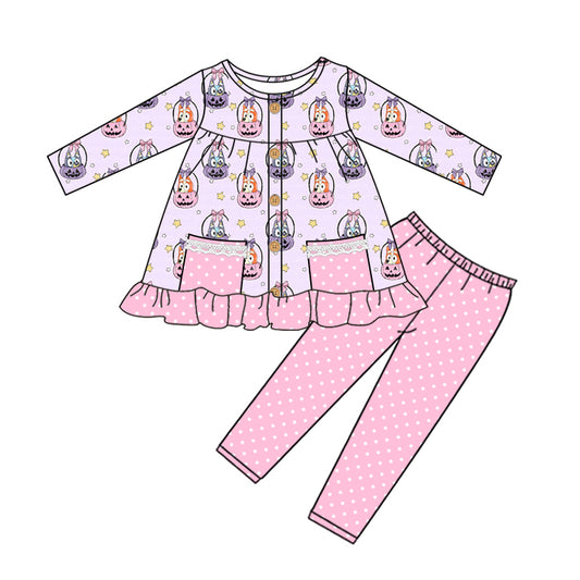 GLP1592 Pink Girls Cute Long Sleeve Wholesale Boutique Kid Outfit Clothing Sets