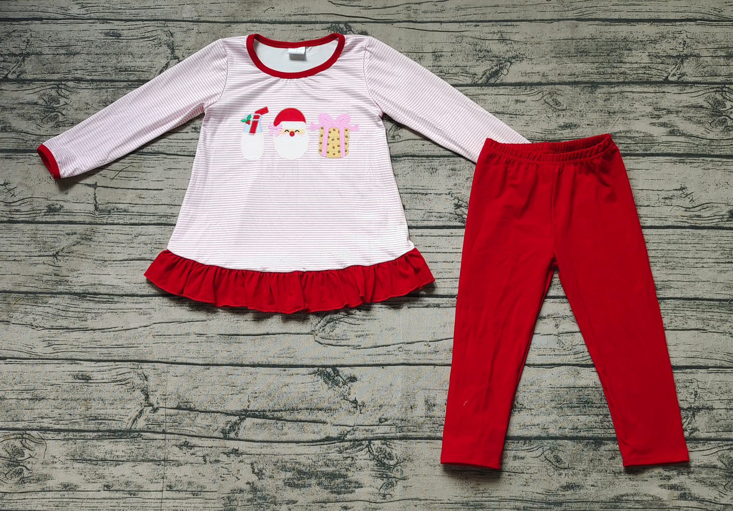 GLP1596 Red Santa Cute Winter Fall Long Sleeve Wholesale Boutique Kid Outfit