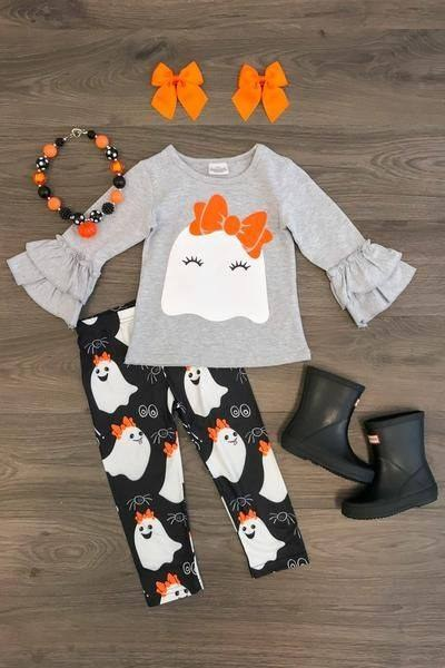 GLP1675 Ghost Girls Winter Fall Long Sleeve Wholesale Boutique Kid Outfit