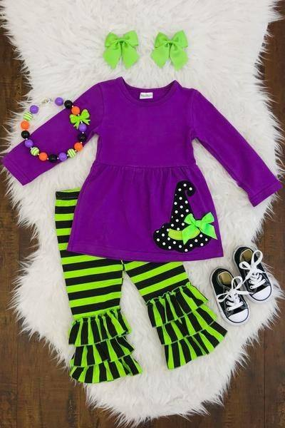 GLP1681 Purple Girls Winter Fall Long Sleeve Wholesale Boutique Kid Outfit