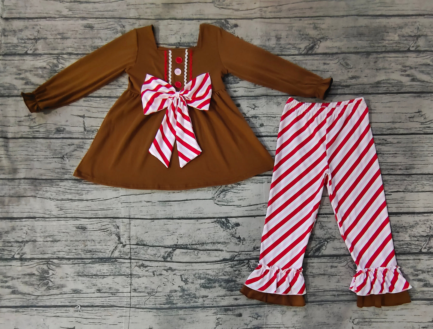 GLP1682 Brown Fashion Winter Fall Long Sleeve Wholesale Boutique Kid Outfit