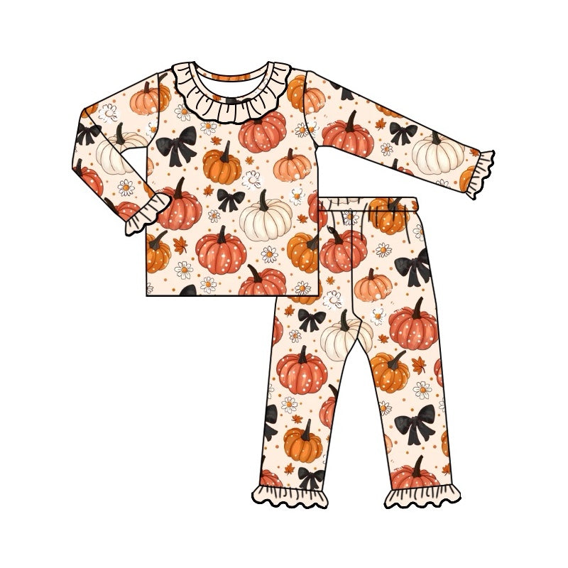 GLP1714 Cute Pumpkin Girls Winter Fall Long Sleeve Wholesale Boutique Kid Outfit