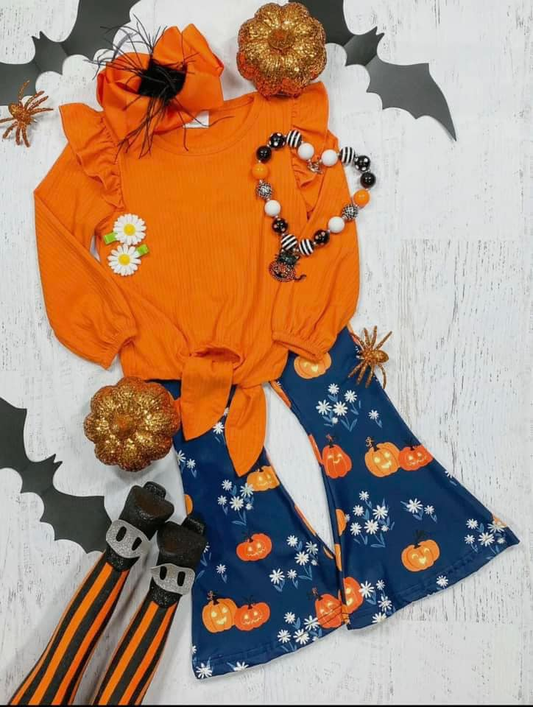 GLP1719 Pumpkin Winter Fall Long Sleeve Wholesale Boutique Kid Outfit