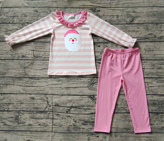 GLP1739 Pink Christmas Santa Winter Fall Long Sleeve Wholesale Boutique Kid Outfit Clothing Sets