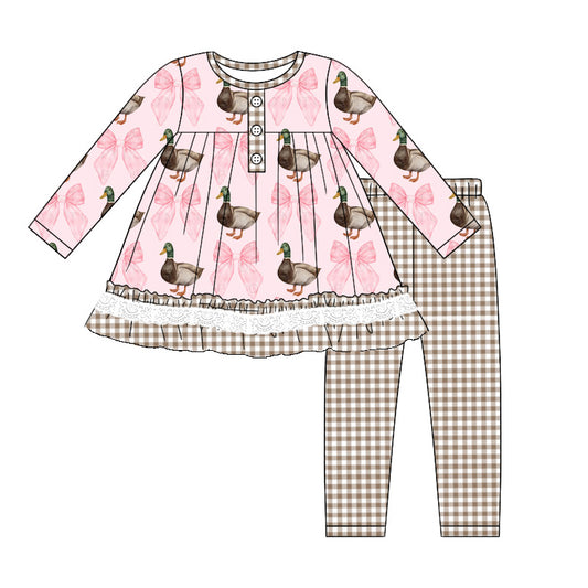 GLP1754 Pink Duck Girls Winter Fall Long Sleeve Wholesale Boutique Kid Outfit