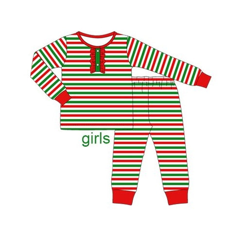 GLP1771 Stripe Girls Winter Fall Long Sleeve Wholesale Boutique Kid Outfit