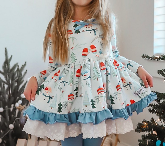 GLP1778 Snowman Girls Winter Fall Long Sleeve Wholesale Boutique Kid Outfit