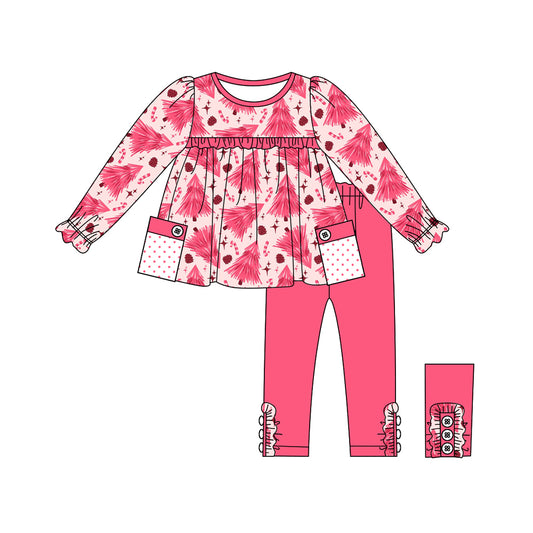 GLP1807 Pink Girls Winter Fall Long Sleeve Wholesale Boutique Kid Outfit