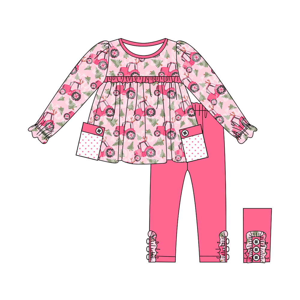 GLP1838 Pink Girls Design Fashion Winter Fall Long Sleeve Wholesale Boutique Kid Outfit Clothing