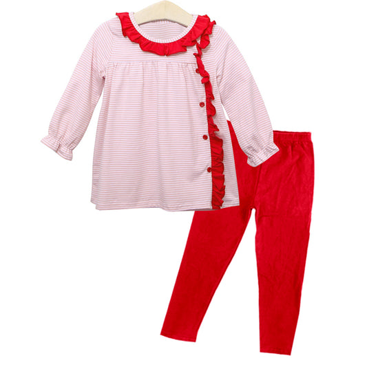 GLP1865 Red Christmas Winter Fall Long Sleeve Wholesale Boutique Kid Outfit Clothing Sets