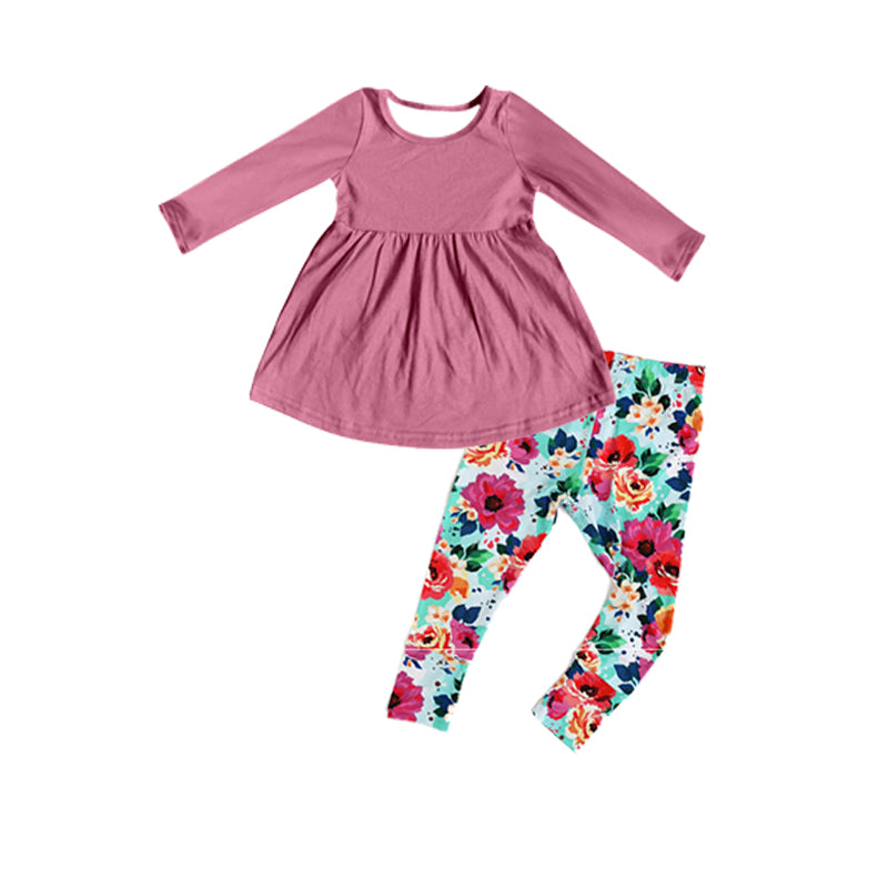 GLP1887 Cute Floral Girls Winter Fall Long Sleeve Wholesale Boutique Kid Outfit Clothing Sets