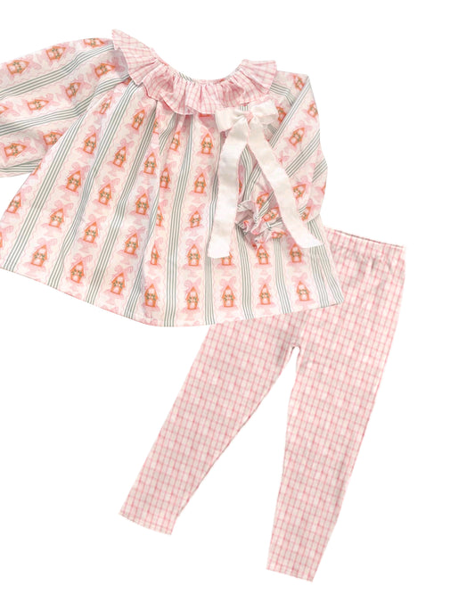 GLP1924 Pink Bow Winter Fall Long Sleeve Wholesale Boutique Kid Outfit Clothing Sets