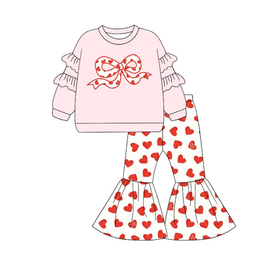 GLP1953 Red Bow Cute Winter Fall Long Sleeve Wholesale Boutique Kid Outfit Clothing Sets