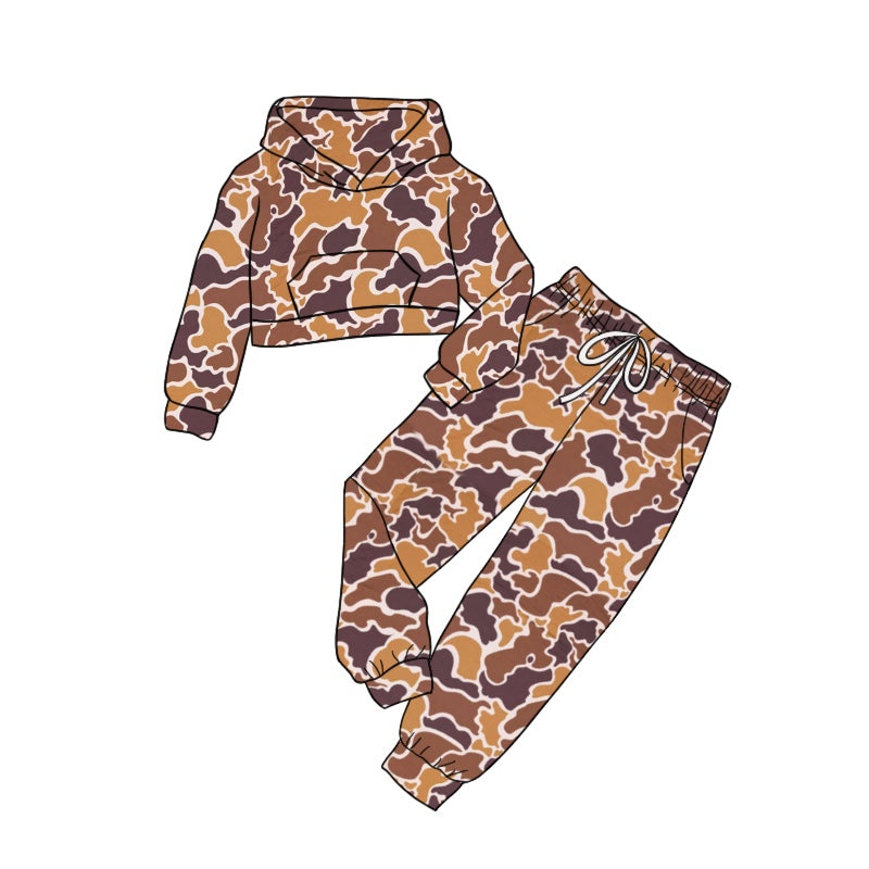 GLP1981 Brown Camo Girls Fall Long Sleeve Wholesale Boutique Kid Outfit Clothing Sets