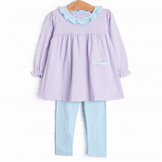 GLP1982 Purple Girls Fall Long Sleeve Wholesale Boutique Kid Outfit Clothing Sets