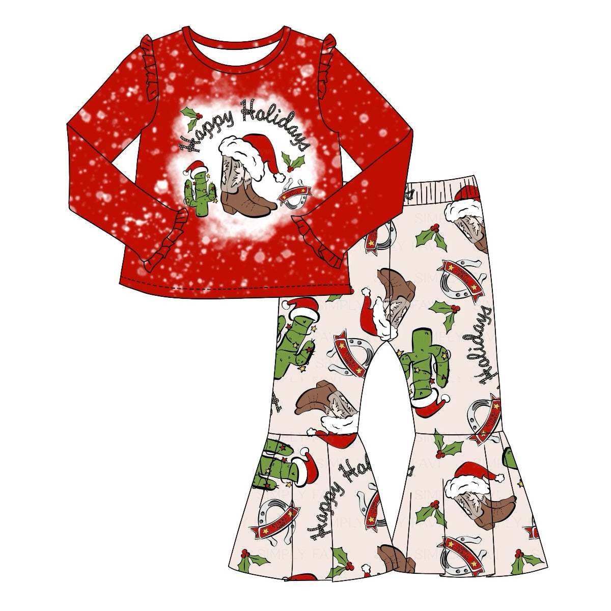 GLP1988 Christmas Girls Fall Long Sleeve Wholesale Boutique Kid Outfit Clothing Sets